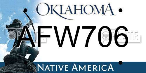 AFW706 Oklahoma License Plate