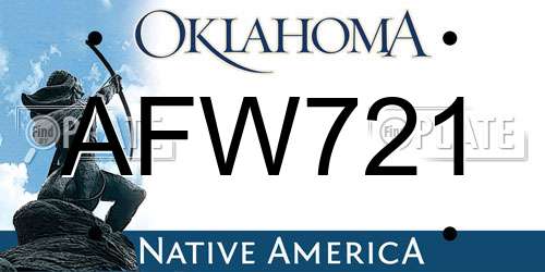 AFW721 Oklahoma License Plate