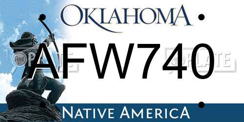AFW740 Oklahoma License Plate