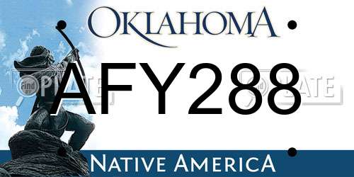 AFY288 Oklahoma License Plate
