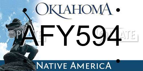 AFY594 Oklahoma License Plate