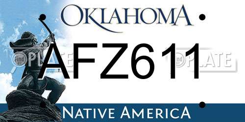 AFZ611 Oklahoma License Plate