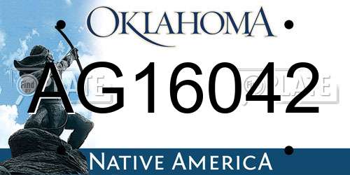 AG16042 Oklahoma License Plate