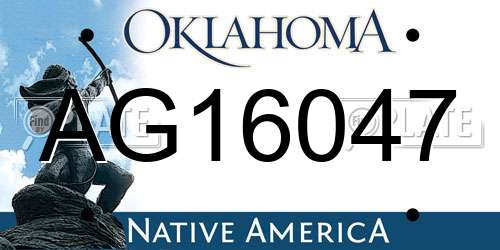 AG16047 Oklahoma License Plate
