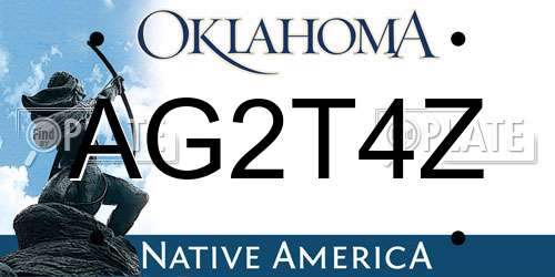 AG2T4Z Oklahoma License Plate