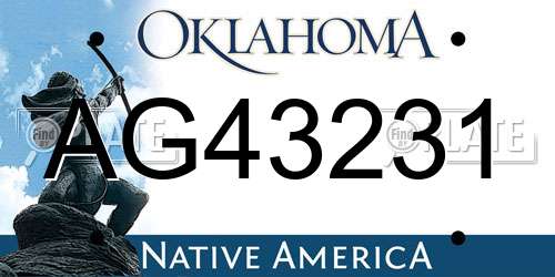 AG43231 Oklahoma License Plate