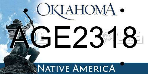 AGE2318 Oklahoma License Plate