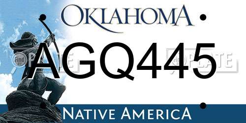AGQ445 Oklahoma License Plate