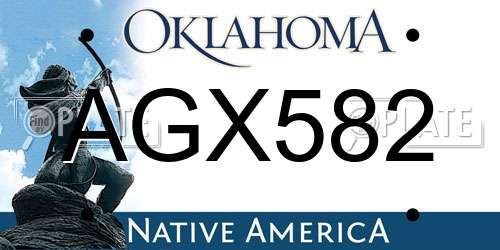 AGX582 Oklahoma License Plate