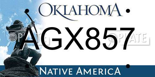 AGX857 Oklahoma License Plate