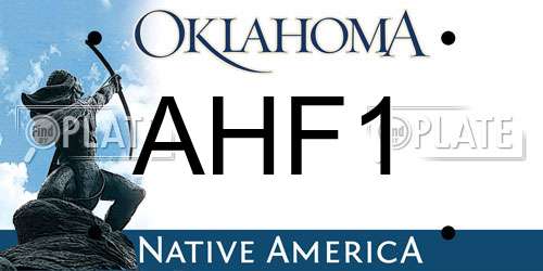 AHF1 Oklahoma License Plate