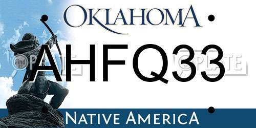 AHFQ33 Oklahoma License Plate