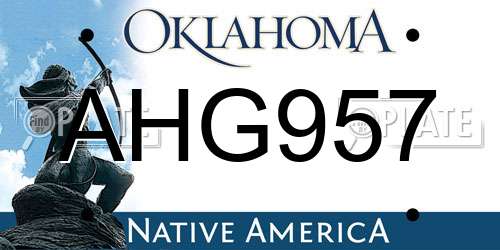AHG957 Oklahoma License Plate