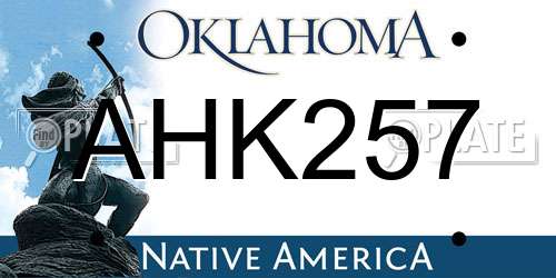 AHK257 Oklahoma License Plate