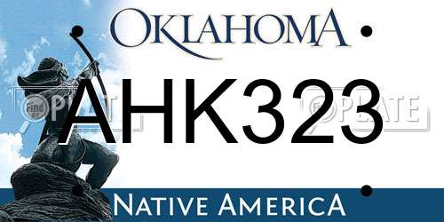 AHK323 Oklahoma License Plate
