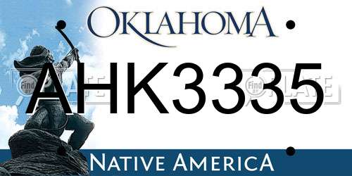 AHK3335 Oklahoma License Plate