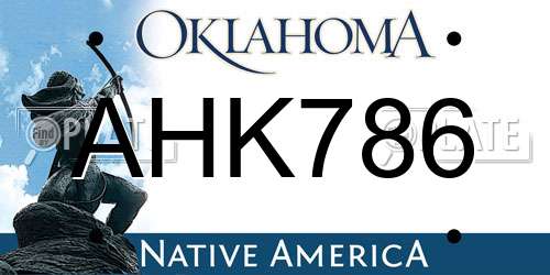 AHK786 Oklahoma License Plate