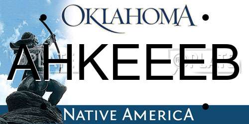 AHKEEEB Oklahoma License Plate