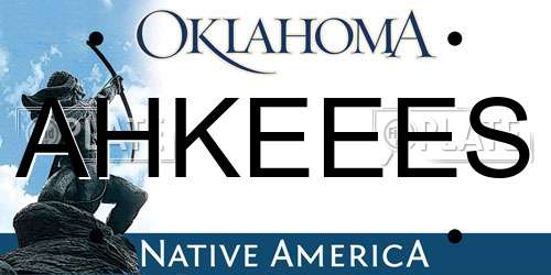 AHKEEES Oklahoma License Plate