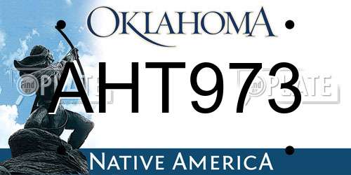 AHT973 Oklahoma License Plate