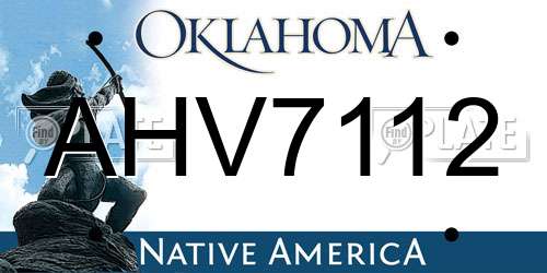 AHV7112 Oklahoma License Plate