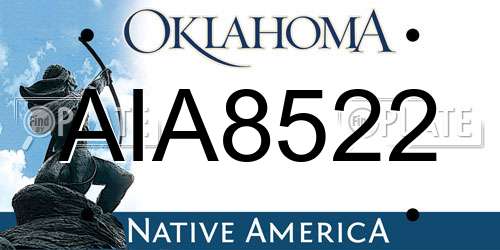 AIA8522 Oklahoma License Plate