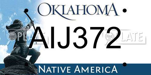 AIJ372 Oklahoma License Plate