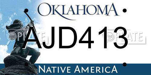 AJD413 Oklahoma License Plate