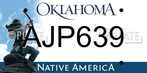 AJP639 Oklahoma License Plate