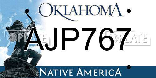 AJP767 Oklahoma License Plate