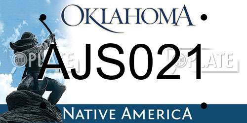 AJS021 Oklahoma License Plate