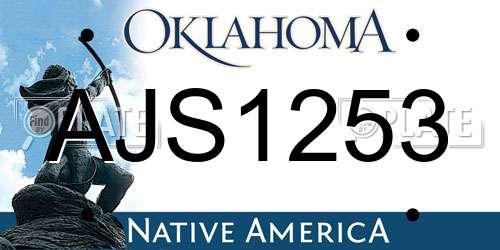 AJS1253 Oklahoma License Plate