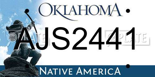 AJS2441 Oklahoma License Plate
