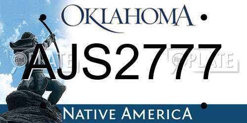 AJS2777 Oklahoma License Plate