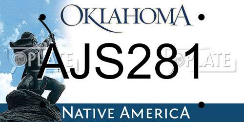 AJS281 Oklahoma License Plate