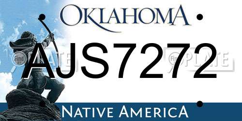 AJS7272 Oklahoma License Plate