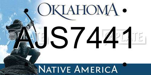 AJS7441 Oklahoma License Plate