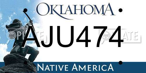 AJU474 Oklahoma License Plate