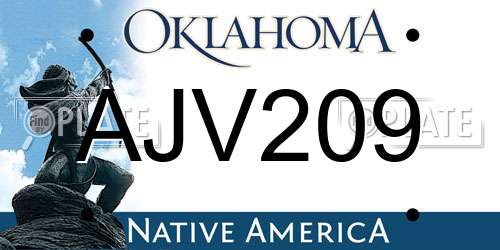 AJV209 Oklahoma License Plate