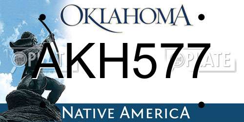 AKH577 Oklahoma License Plate