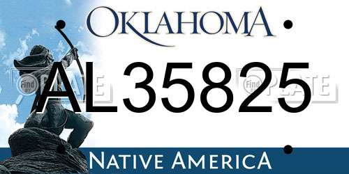 AL35825 Oklahoma License Plate