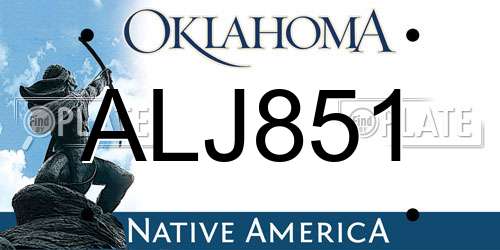 ALJ851 Oklahoma License Plate