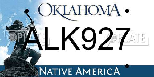 ALK927 Oklahoma License Plate