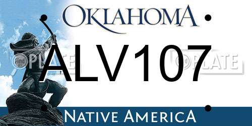 ALV107 Oklahoma License Plate