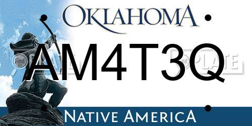 AM4T3Q Oklahoma License Plate