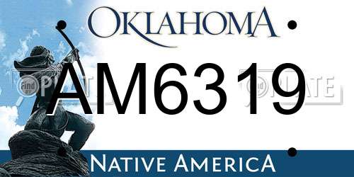 AM6319 Oklahoma License Plate