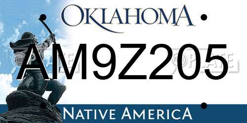 AM9Z205 Oklahoma License Plate