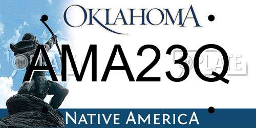 AMA23Q Oklahoma License Plate