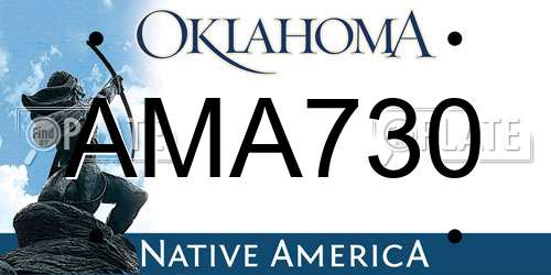 AMA730 Oklahoma License Plate