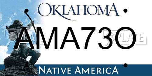 AMA73O Oklahoma License Plate